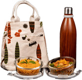 earthsave Insulated Lunch Bag for Office Women & Men (Orange & White) | Eco-Friendly Canvas Tiffin Bags for School, Cotton Drawstring Lunch Bag for Kids| Cloth Lunch Box Bags | Surfer Lunch Bag